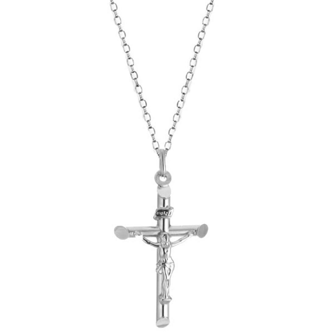 10K White Gold Cross Pendant - Polished Plain Crucifix Necklace Charm Men  Women | eBay